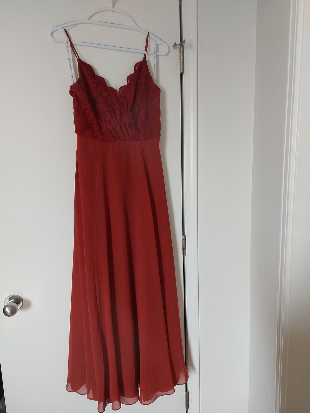 Long Cinnamon Bridesmaid Dress